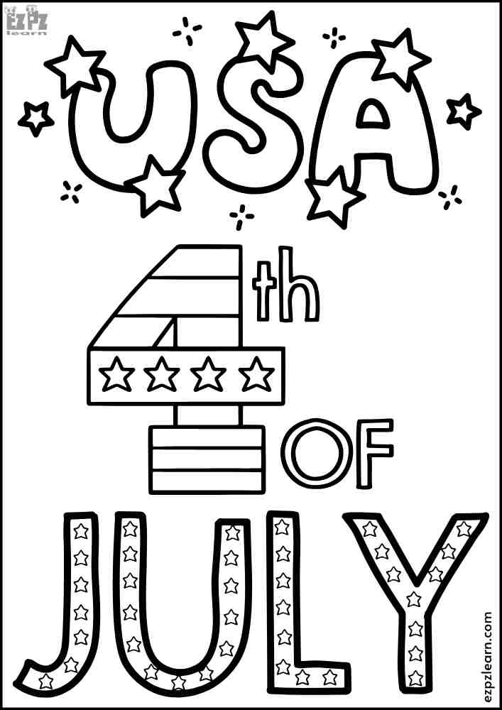 USA 4th of July Coloring Page for Independence Day